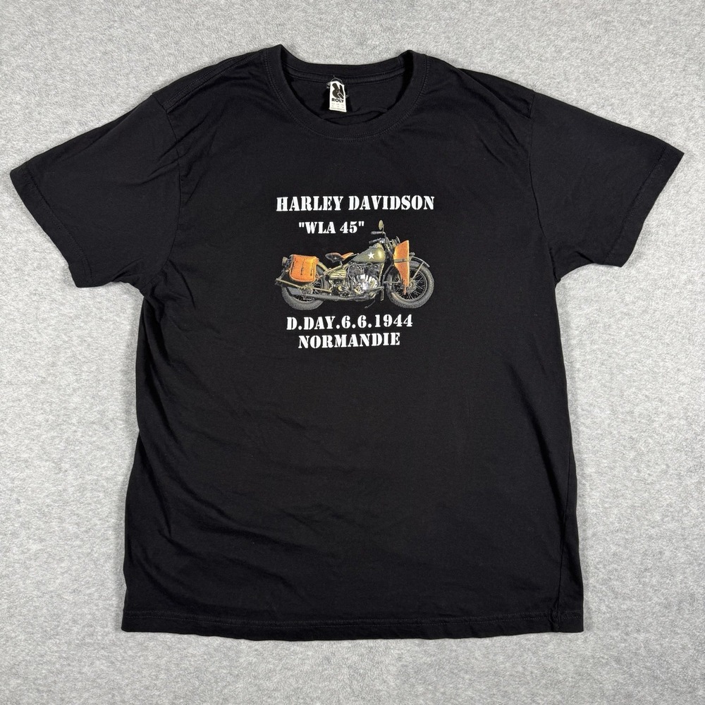 Roly Harley Davidson WLA 45 D-Day Normandie XL Black Graphic Tee